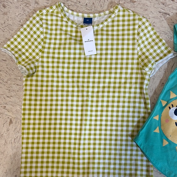 Old Navy Girls' Green Gingham Tee - Lime & Teal Sun Graphic by falls creek sz 4t - Picture 2 of 5